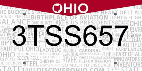 3TSS657 Ohio License Plate