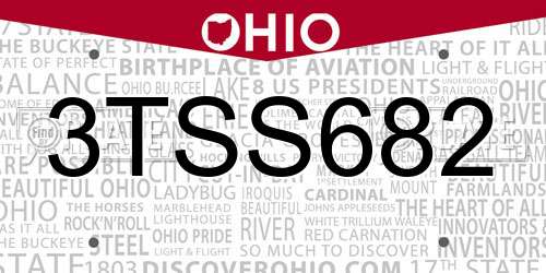 3TSS682 Ohio License Plate