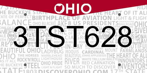 3TST628 Ohio License Plate