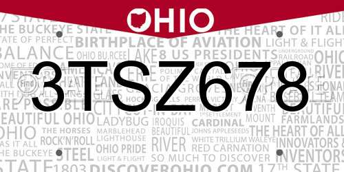 3TSZ678 Ohio License Plate