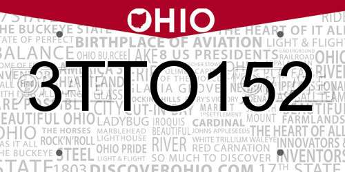 3TTO152 Ohio License Plate