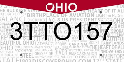 3TTO157 Ohio License Plate