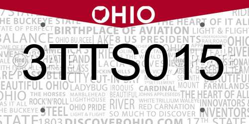 3TTS015 Ohio License Plate