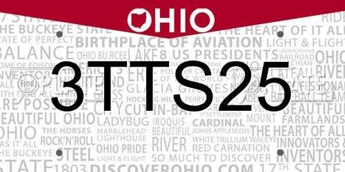 3TTS25 Ohio License Plate