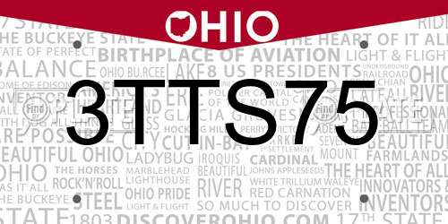 3TTS75 Ohio License Plate