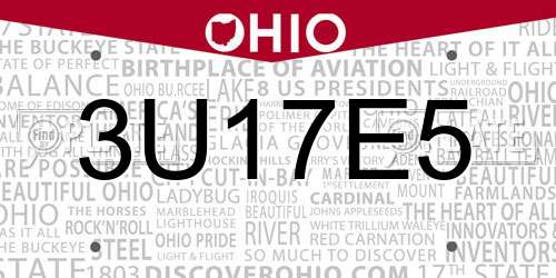 3U17E5 Ohio License Plate