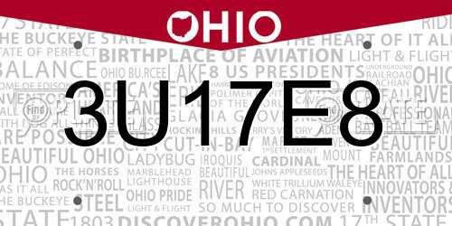 3U17E8 Ohio License Plate