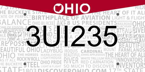 3UI235 Ohio License Plate