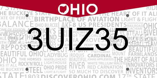 3UIZ35 Ohio License Plate