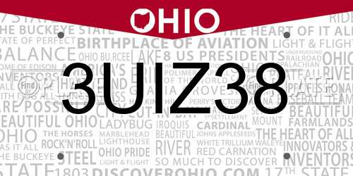 3UIZ38 Ohio License Plate