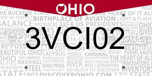 3VCI02 Ohio License Plate