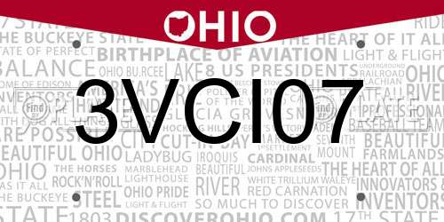 3VCI07 Ohio License Plate