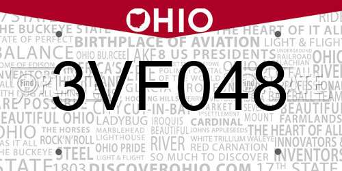 3VF048 Ohio License Plate