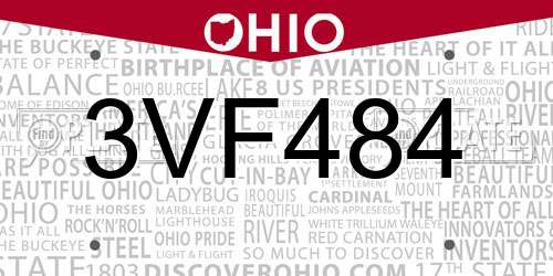 3VF484 Ohio License Plate