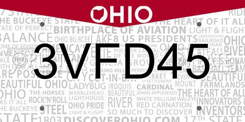 3VFD45 Ohio License Plate