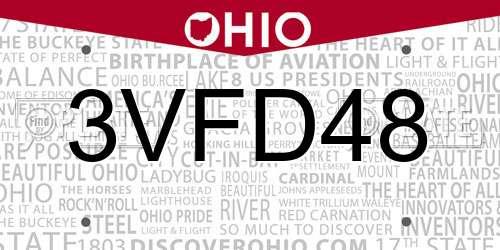 3VFD48 Ohio License Plate