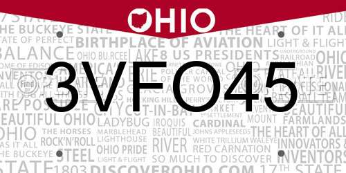 3VFO45 Ohio License Plate