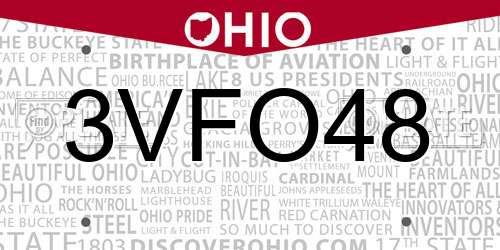 3VFO48 Ohio License Plate