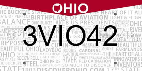 3VIO42 Ohio License Plate