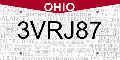 3VRJ87 Ohio License Plate