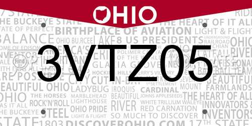 3VTZ05 Ohio License Plate
