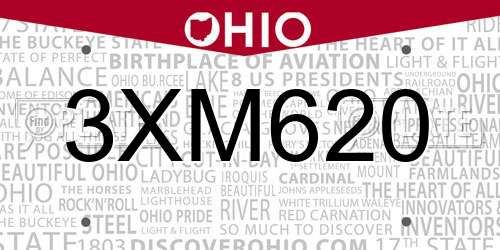 3XM620 Ohio License Plate