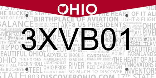 3XVB01 Ohio License Plate