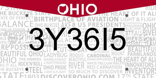 3Y36I5 Ohio License Plate