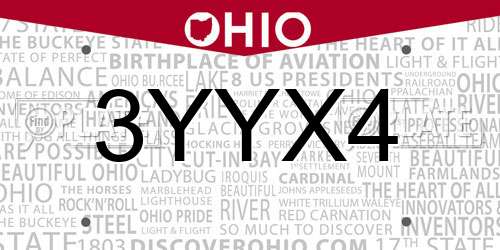 3YYX4 Ohio License Plate