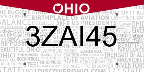 3ZAI45 Ohio License Plate