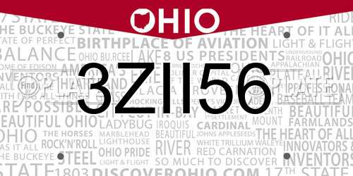 3ZII56 Ohio License Plate