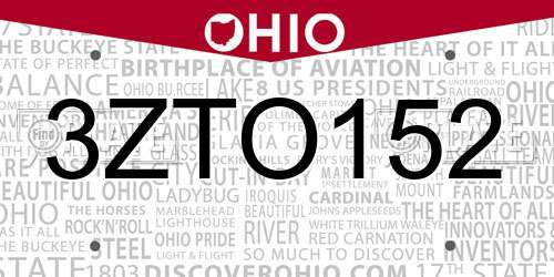 3ZTO152 Ohio License Plate
