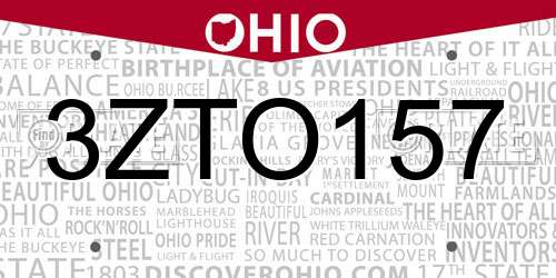 3ZTO157 Ohio License Plate