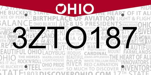 3ZTO187 Ohio License Plate