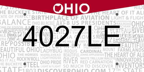 4027LE Ohio License Plate
