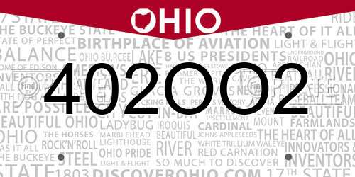 402OO2 Ohio License Plate