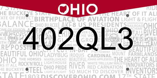 402QL3 Ohio License Plate