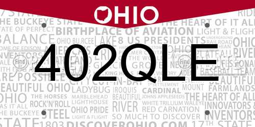 402QLE Ohio License Plate