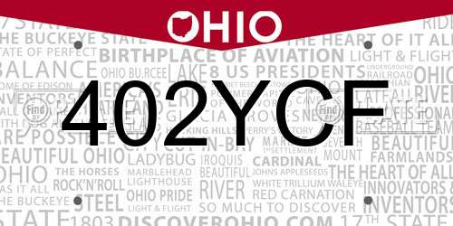 402YCF Ohio License Plate