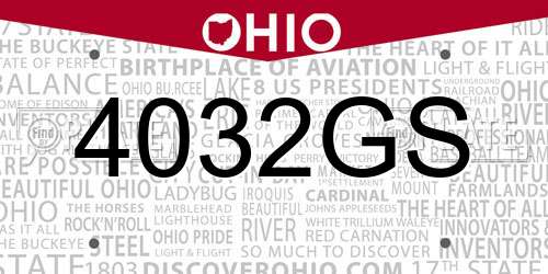 4032GS Ohio License Plate