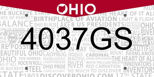 4037GS Ohio License Plate