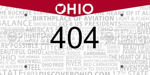 404 Ohio License Plate