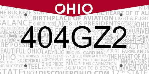 404GZ2 Ohio License Plate