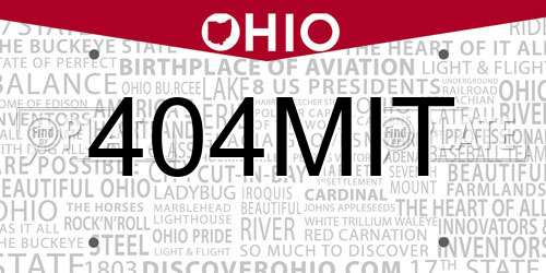 404MIT Ohio License Plate