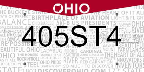 405ST4 Ohio License Plate