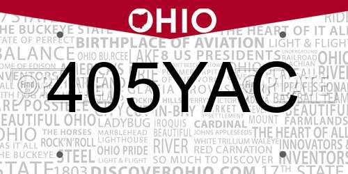 405YAC Ohio License Plate