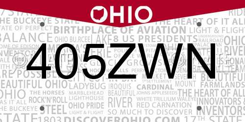 405ZWN Ohio License Plate