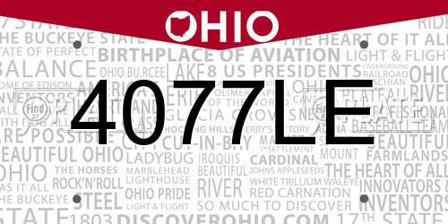 4077LE Ohio License Plate