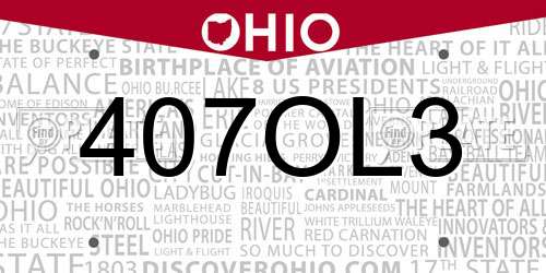 407OL3 Ohio License Plate