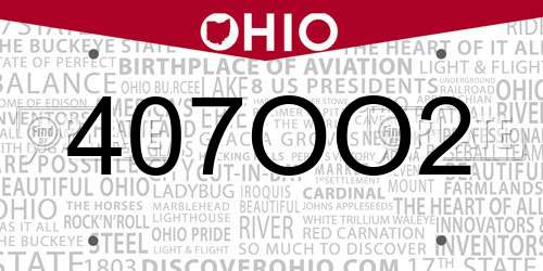 407OO2 Ohio License Plate